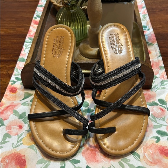 Coach and Four Women's Black Strappy Sandals - Picture 1 of 5
